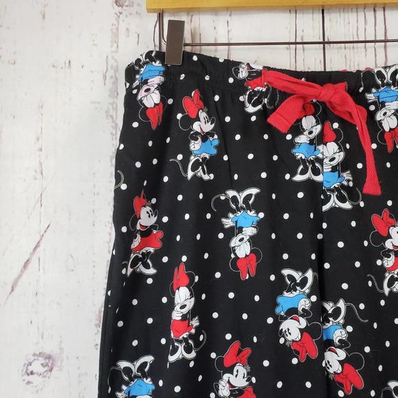Disney Minnie Mouse Pajama Pants Juniors Size 11/13 Pull On Stretch Cotton Black - Picture 3 of 7